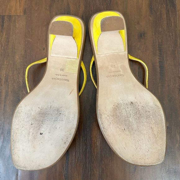 SIES MARJAN Alix Crocodile Thong Heeled Sandals Yellow Leather - Picture 10 of 12